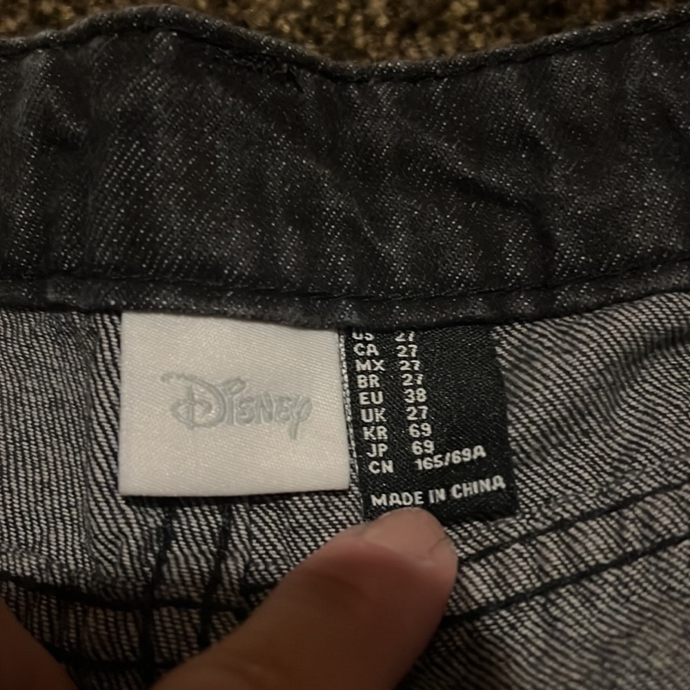 Disney Black Mickey Mouse Print Denim Jean Shorts - Picture 2 of 4